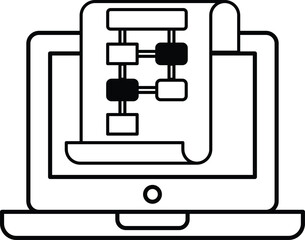 A black and white image of a laptop with a white paper on top of it