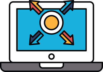 A computer monitor with a blue background