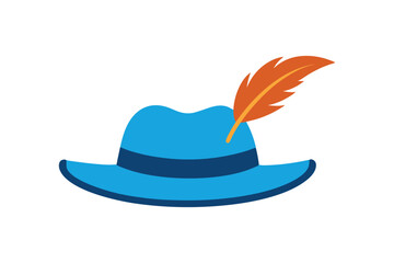 Vector art illustration of Oktoberfest hat (Tyrolean hat) with feather.eps