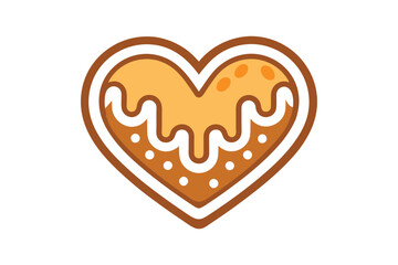 Vector art illustration of Oktoberfest gingerbread heart with icing decorations.eps