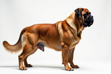 Obraz premium Majestic mastiff, powerful stance, white background, powerful, background, large