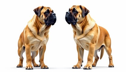 Majestic mastiff, powerful stance, white background, profile, dog