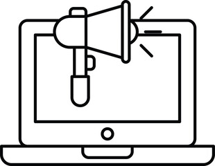 A laptop screen with a megaphone on it
