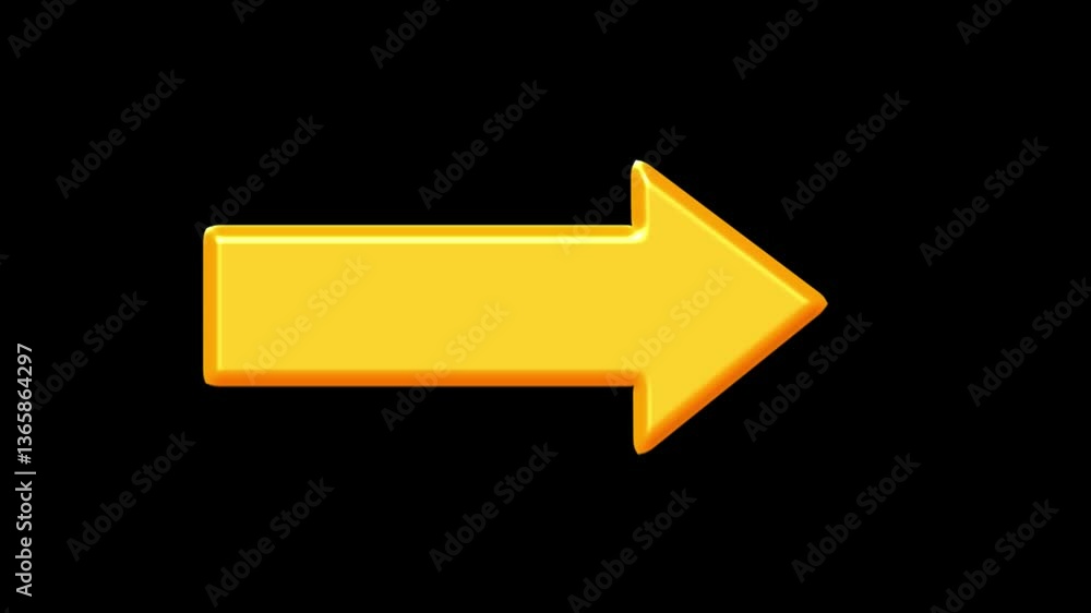 Poster yellow arrow sign 3d right arrow animation - directional navigation ui motion graphic