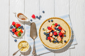 Berry tart with marzipan crust and vegan filling