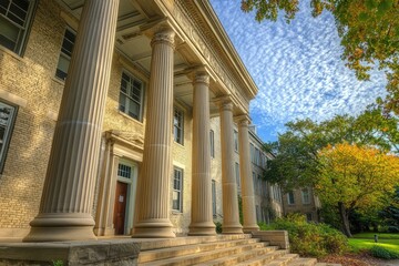 Fototapeta premium University of Wisconsin: Historic Bascom Hall - Iconic Architecture on Campus