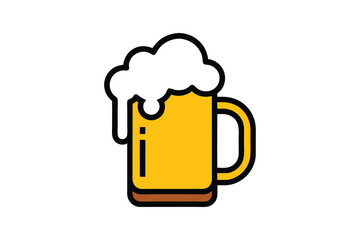 Vector art illustration of Bavarian beer mug with frothy foam.eps