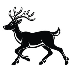 Fototapeta premium Silhouette of a deer with antlers in a vector style, featuring a wildlife theme, suitable for Christmas illustrations