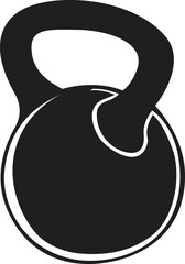 Fitness Icon Kettlebell Silhouette on White Background