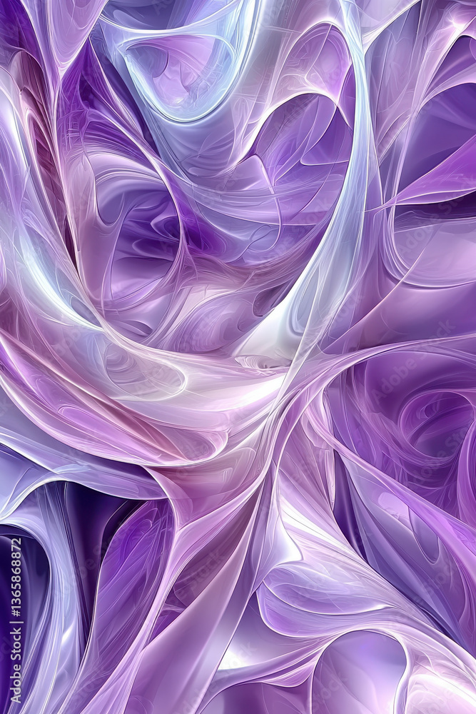 Poster abstract purple and white swirl pattern with soft gradient flowing textures