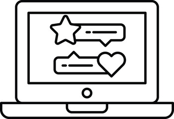 A laptop screen with a heart and star on it