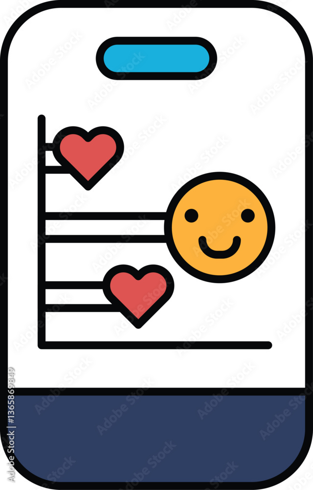 Poster a phone with a smiling face and a heart on it