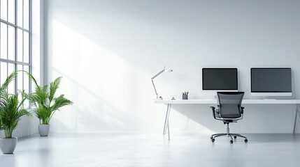 Minimalist studio setup with clean design and soft lighting, embodying modern simplicity and focus.

