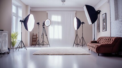 Minimalist studio setup with clean design and soft lighting, embodying modern simplicity and focus.
