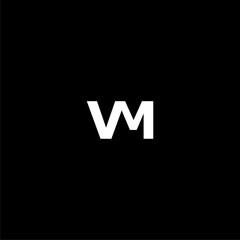 VM V M letter design logo icon isolated on black background