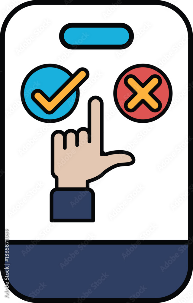 Poster a hand pointing to a check mark and an x