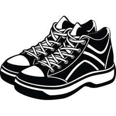 Sport shoes on white background with lace and rubber sole