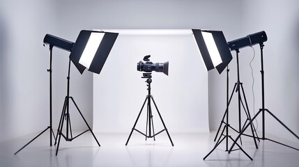 Minimalist studio setup with clean design and soft lighting, embodying modern simplicity and focus.

