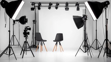Minimalist studio setup with clean design and soft lighting, embodying modern simplicity and focus.
