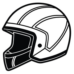 Black and white helmet isolated on white in vector illustration