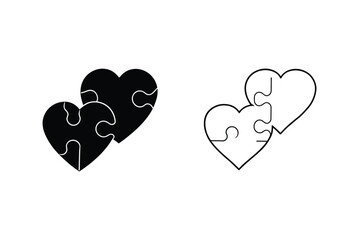 Interlocking Puzzle Hearts Love, Unity, Partnership, Connection, Symbol