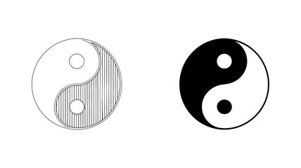 Yin-Yang Symbol in Minimalist Style – Black and White Contrast, Duality of Life, Spiritual Harmony, Zen, Peace, Balance, Meditation, Calm Energy, Yoga, Mindfulness, and Spirituality Design