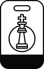 A black and white image of a chess king