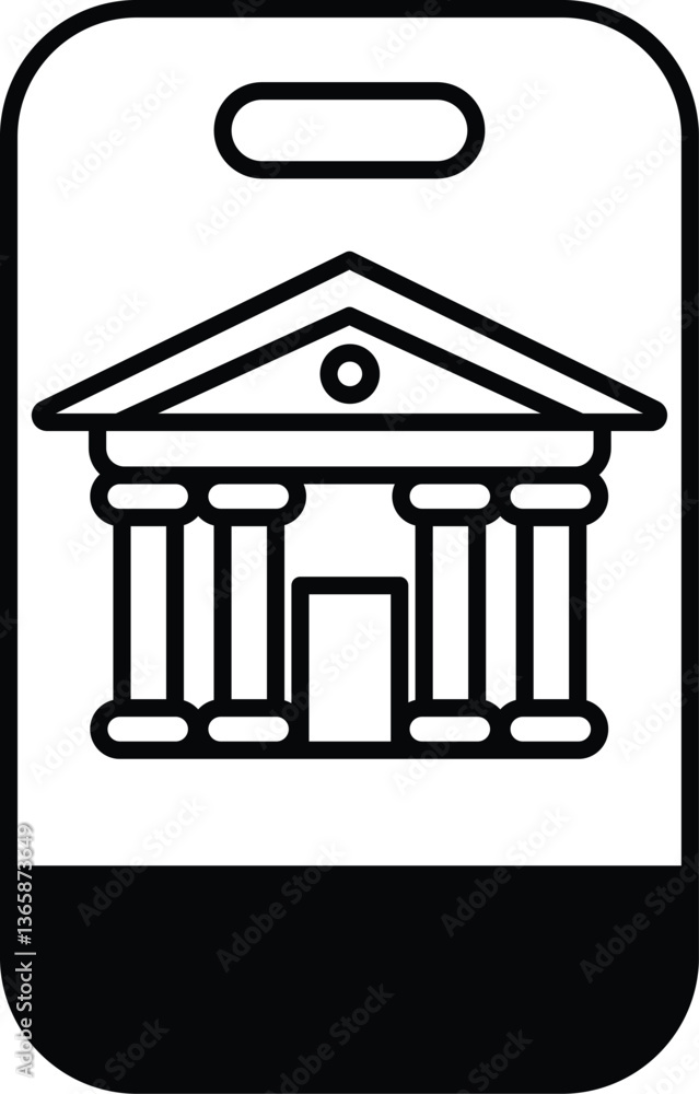 Poster a building with columns is shown on a phone screen