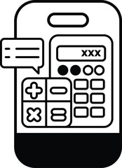 A calculator with a speech bubble on it that says 