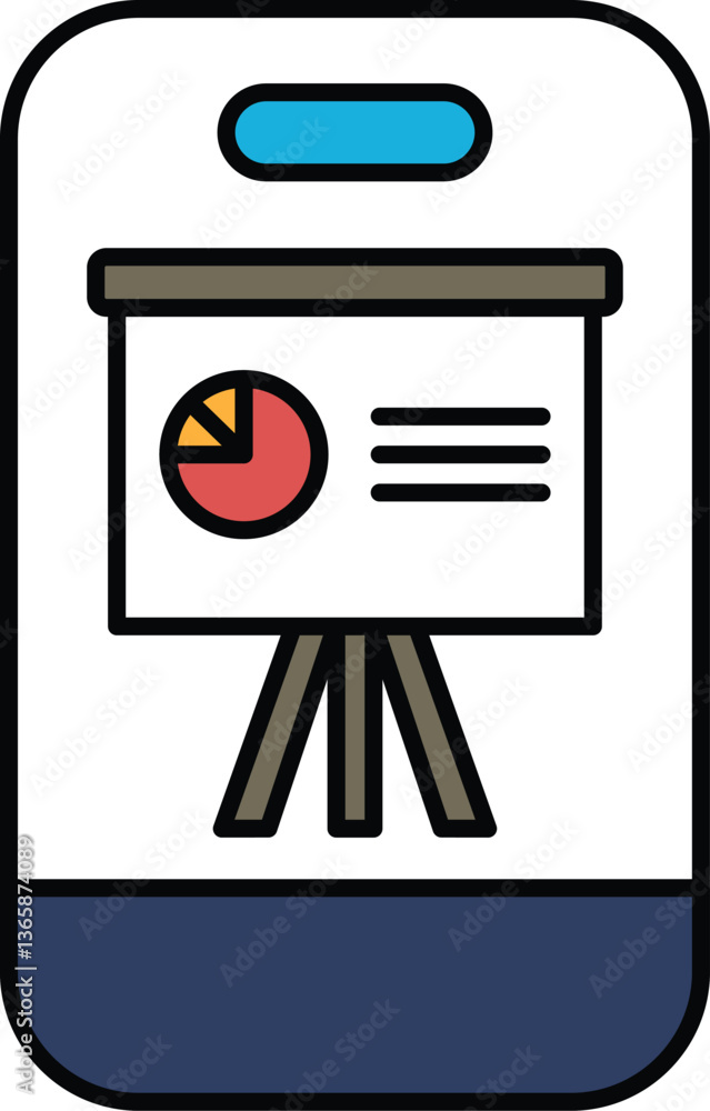 Poster a phone screen shows a presentation slide with a red pie chart