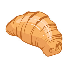 French croissant. Fresh pastry, for menu, cafe, bakery, logo, packaging. Vector illustration. Sweet food isolated on white background. Tasty dessert for breakfast.