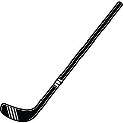 Illustration of an isolated metal hockey stick and puck with a sharp steel blade on a white background, representing sports equipment like a sword or weapon