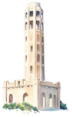 Fototapeta premium PNG Coit tower San Francisco architecture illustration watercolor.