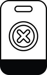 Fototapeta premium A black and white image of a phone with an X on it