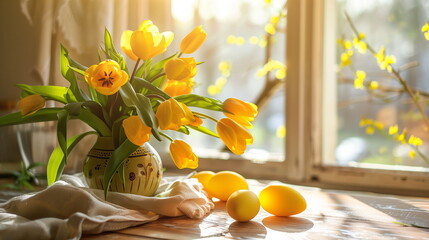  Yellow Tulip Easter with eggs