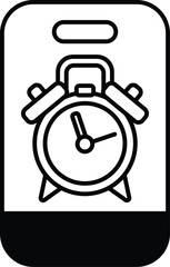 A black and white image of an alarm clock with the time of 10:30