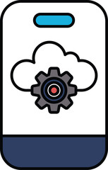 Fototapeta premium A phone with a cloud and a gear on it