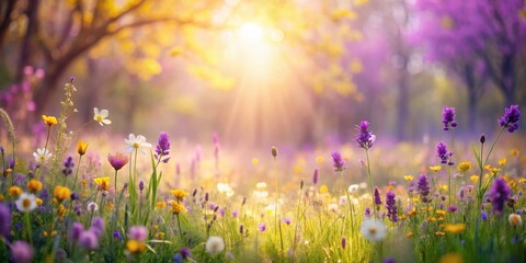 Obraz premium Golden Hour Meadow Vibrant Wildflowers Basking in Sunlight's Embrace