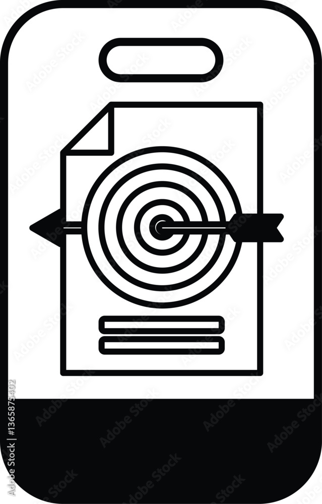 Poster a black and white image of a phone with a paper with a target on it