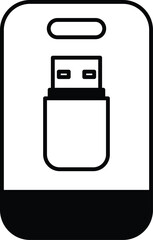 A black and white image of a phone with a USB port