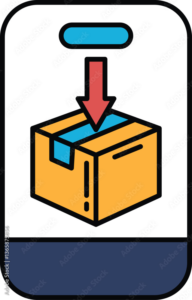 Poster a box with a red arrow pointing down