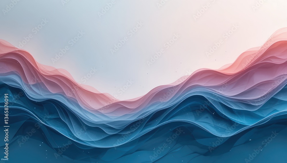 Poster abstract waves in soft gradient colors digital art artistic composition calm environment aerial view