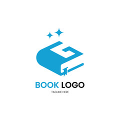 book logo design with letter G. bookstore, library and printing logo