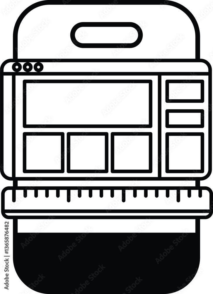 Poster a ruler is placed on a phone screen with a website on it