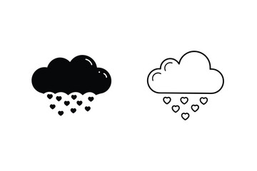 Love Rain Clouds Filled, Outline, Heart, Weather, Icons, Design, Graphic, Elements, Symbols, Illusory