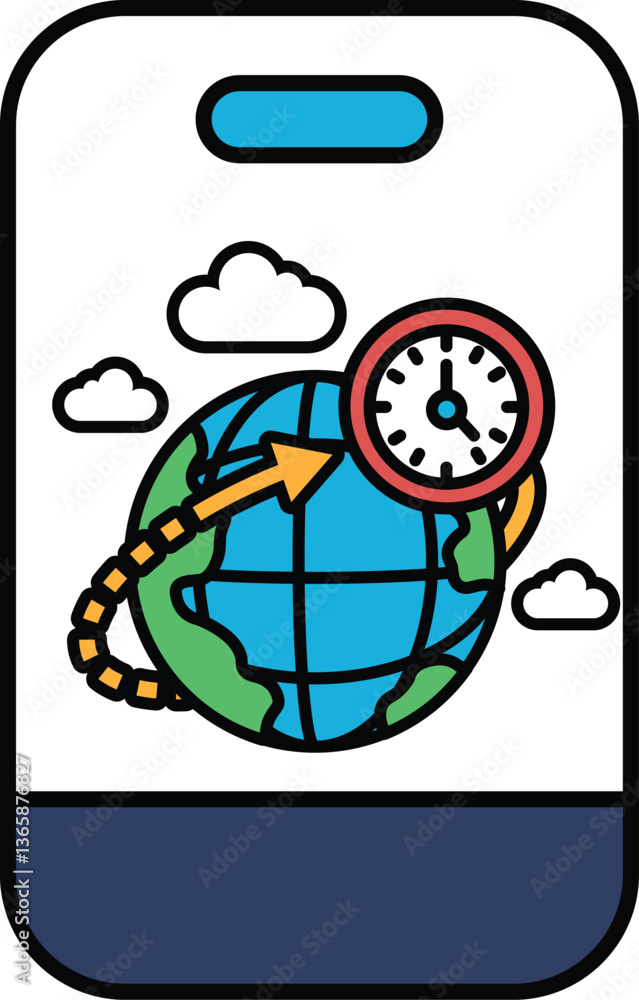 Poster a phone case with a globe and a clock on it