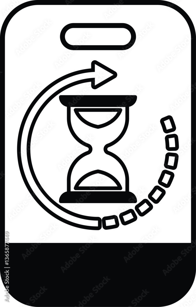 Poster a black and white image of a clock with a white arrow pointing to the right