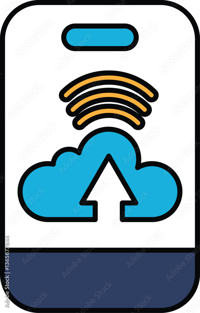 Poster a phone with a cloud and arrow pointing to it