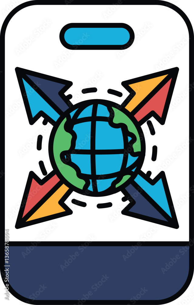Poster a phone case with a globe and arrows pointing to different directions