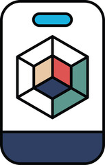 A phone case with a cube on it